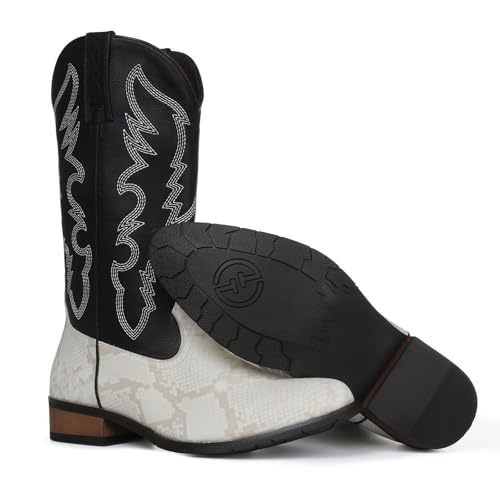 Lyrisiphy Cowboy Boots for Men Square Toe Embroideried Western Boots Traditional Country Boots Durable Work Boots4
