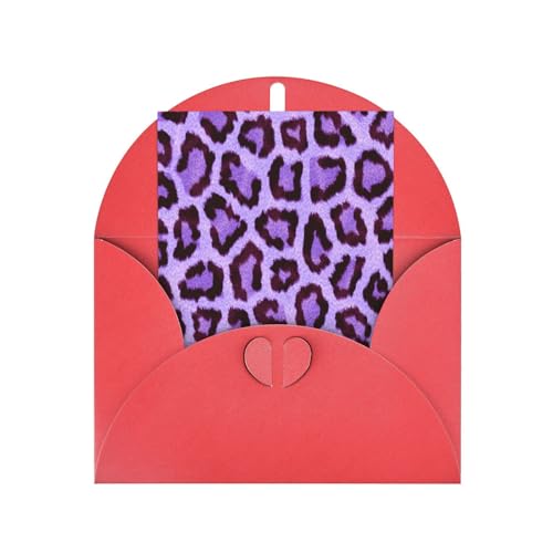 ライラック色 ヒョウ柄 メッセージレターカード 封筒付きクリスマスバースデーカード パーティー招待状クリスマスカード Red