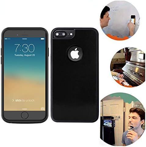 Wingcases for iPhone 8 Plus/7 Plus Anti Gravity Black Phone Case 5.5 inch Suction Stick on The Mirror Glass Flat Smooth Surface Selfie Case with Back Dust Proof Film