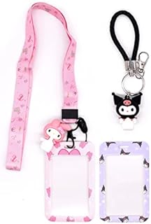 2 PCS Cartoon Lanyard Card Sleeve-Card Holders with Neck Lanyards Cartoon Lanyard with Keychain Cartoon Lanyard with Keychain Holder Bus Card Sleeve Campus Access Card Protector for Office School