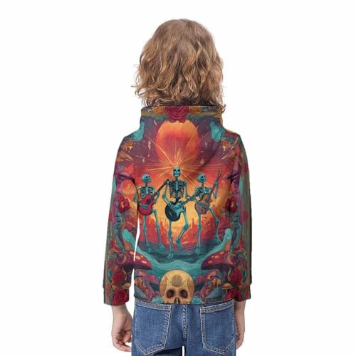 Sweat à capuche enfant squelette 3D pull graphique 9-11 ans