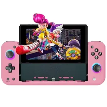 Switch Controller Compatible with Switch/OLED,Hall Effect One-Piece Joypad Controller Replacement for Switch Pro Controller,Full-Size Ergonomic Handheld Mode Controller with RGB/Programming,Pink