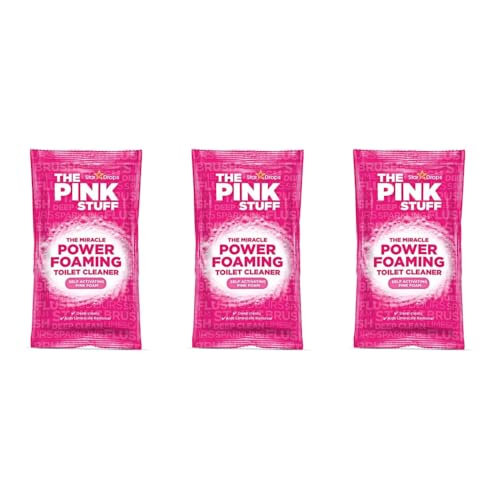 Image of The Pink Stuff Power Foaming Toilet Cleaner, Self Activating Pink Foam, Deep Clean and Limescale Removal 150g, Pack of 3
