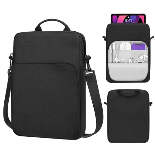 Image of MoKo 9-11 Inch Tablet Sleeve Bag Handle Carrying Case with Shoulder Strap Fits New 11-inch iPad Pro M5 /iPadAir M3, i-Pad 10 10.9, iPad 9 /8 /7th 10.2, i-Pad Air 5 /4th 10.9, Tab S8 /S9 11, Black
