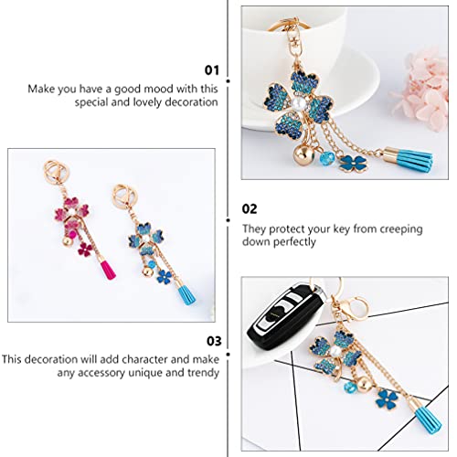 SOIMISS Trevo de Quatro Folhas Chaveiro Chaveiros Pingente Brilho De Cristal Sparkling Rhinestone So