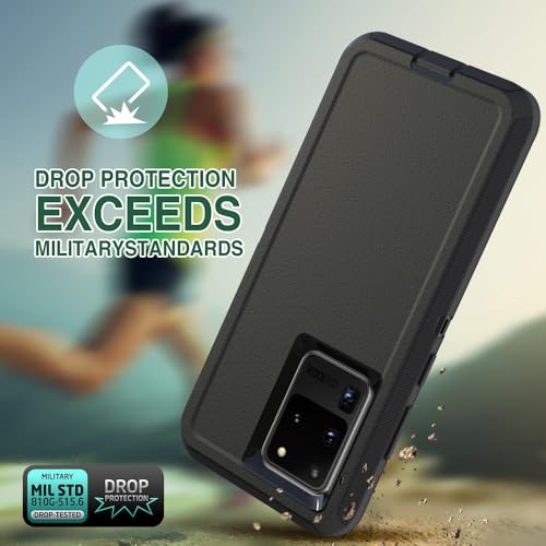 Image of Case for Galaxy S20 Ultra, Heavy-Duty Tough Rugged Shockproof Drop Protective Cover Cases for Samsung Galaxy S20 Ultra, Black