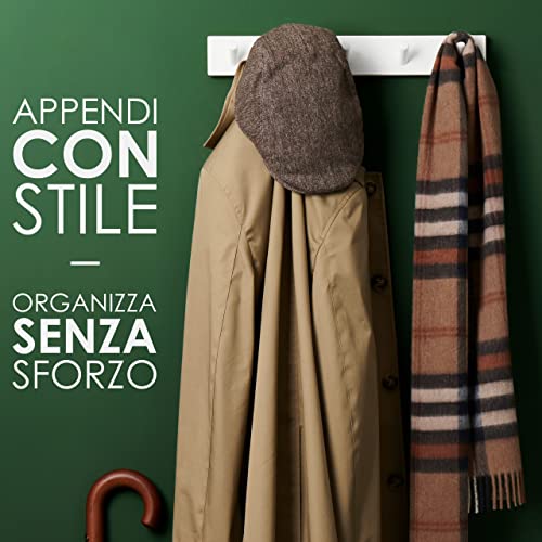 LARHN Appendiabiti da Parete Bianco - 5 Ganci - 43...