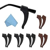 Haokey 5 Paare Antirutsch Brillenbügel, Weich Gläser Ohrbügel Brillenbügel Fassungshalter Ohr Grip Haken Silikon Fassungshalter für Brille(3 Paar Schwarz, 2 Paar Braun)