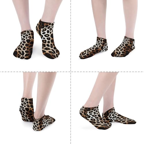 Leopard Print Athletic Ankle Socks for Women Men Running Hiking Cotton Socks Low Cut No Show Sock (5 Pack)4