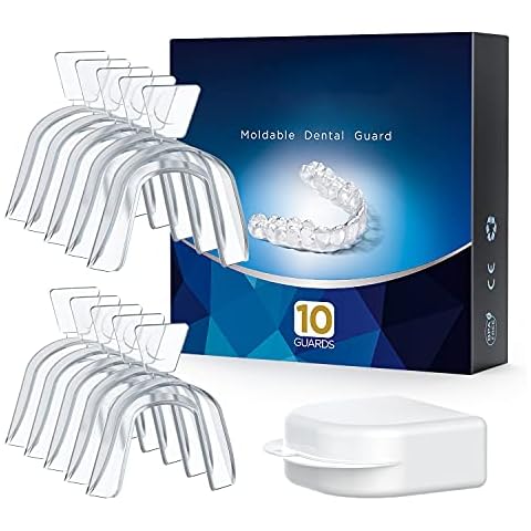 OKMIMO Mouth Guard for Teeth Grinding, 10 Packs Teeth Grinding Guard with a Tray, Mouth Guard for Sleeping, Improve Sleep Quality, Night Guard Teeth Grinding for Adult, Protect Tooth Enamel, BPA-Free Cover
