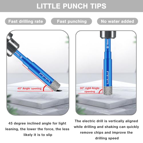 Neikafan 8 Stück Fliesenbohrer Set 6/8/10/12/14/16mm Bohrer Feinsteinzeug und 6/8mm Karbidbohrer Diamantbohrer Glasbohrer Granitbohrer Keramikbohrer für Keramik,Granit,Glas,Porzellan,Fliesen