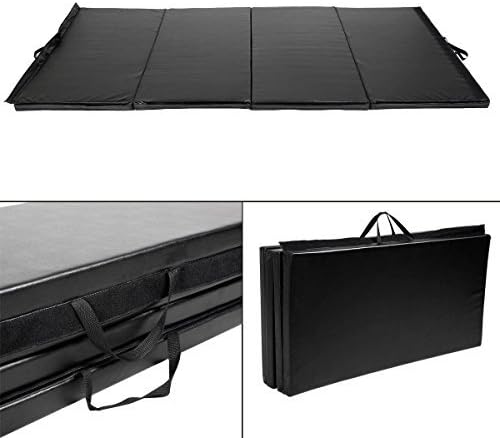 Goplus Black 4'x10'x2 Folding Panel Gymnastics Mat Gym Fitness Exercise Mat by Exercise Mats