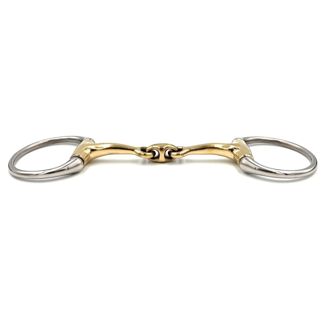 ES0013 Gebiss Olivenkopfgebiss Olivenkopftrense Doppelt Gebrochen aus Kupfer Edelstahl Ringdurchmesser 70 mm Gebissstärke 13 mm (11.5 cm)