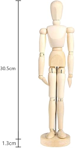 Miniatura 4 de Maniquí de madera para artistas de 12 pulgadas, cuerpo de maniquí articulado flexible, figura humana, modelo articulado de madera, muñeco de maniquí