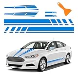 6PCS Racing Stripes for Cars - 2PCS Car Hood Decal + 2 Car Side Decals + 2 Car Mirror Stickers,Water-Resistant Stylish Car Decal Exterior CCar Accessories for Cars,Trucks (Blue)