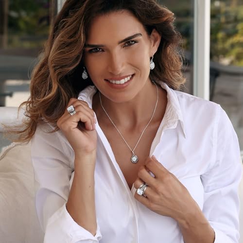 JEAN RACHEL JEWELRY 925 Sterling Silver Ring - Curb Chain Vintage Design with Cushion Shaped Cubic Zirconia - Hypoallergenic, Lead & Nickel Free - Artisan Handcrafted Statement Rings for Women4