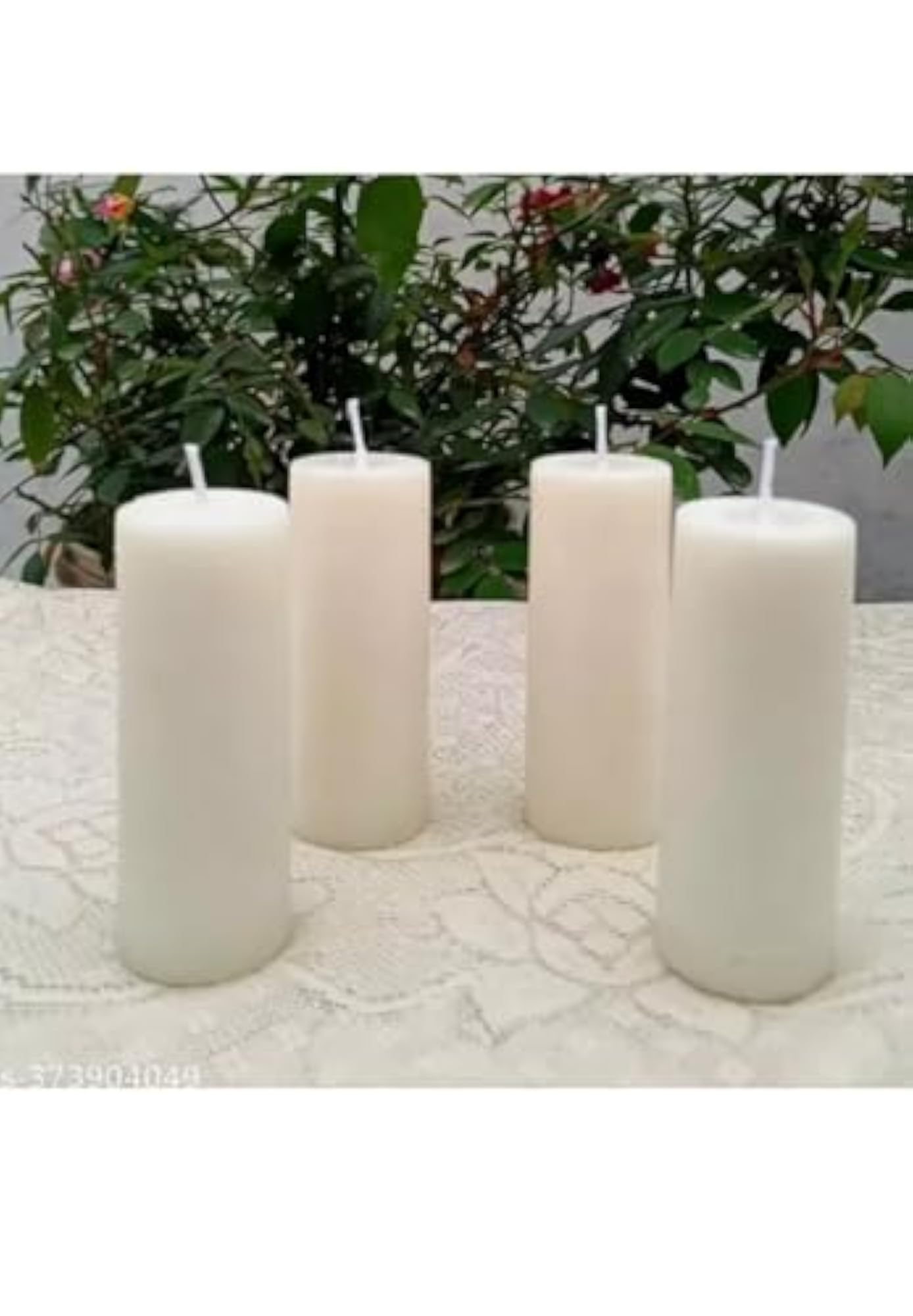 Laksh Collection Smokeless White Round Pillar Candles