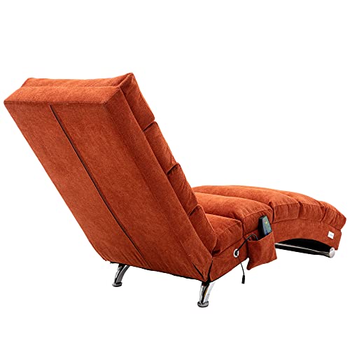 Kuikui Chaise Lounge, Floor Chair Indoor, Modern Long Lounger For Office Bedroom Living Room, Sleeper Chairs For Adults, Orange #TOP6