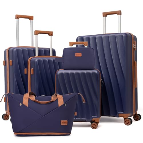 Image of Luggage Sets 6 Piece Suitcases with Wheels,ABS Hard Case Suitcases with Spinner Wheels,Durable Travel Luggage(Purple, 6 Piece Set(16 inch /20 inch /24 inch /28))