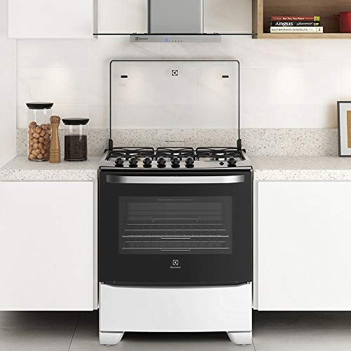 Fogão de piso 76UB6 branco com queimadores potentes e porta Full Glass