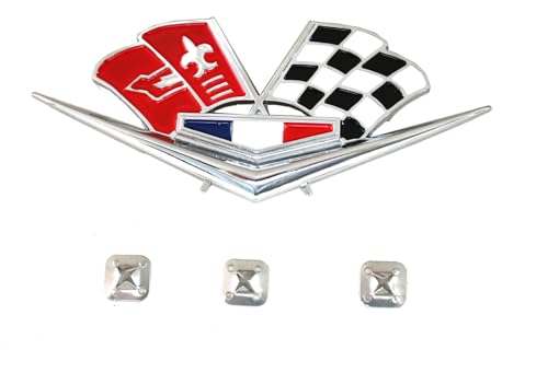 Image of 2Pcs 1962-1963 Impala 327 409 Belair Front Fender Emblem Replacement for Corvette (Chrome)