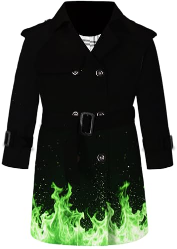Image of Betusline Boys Waterproof Trench Coat Double Breasted Classic Belted Outwear Jacket Dress Coats