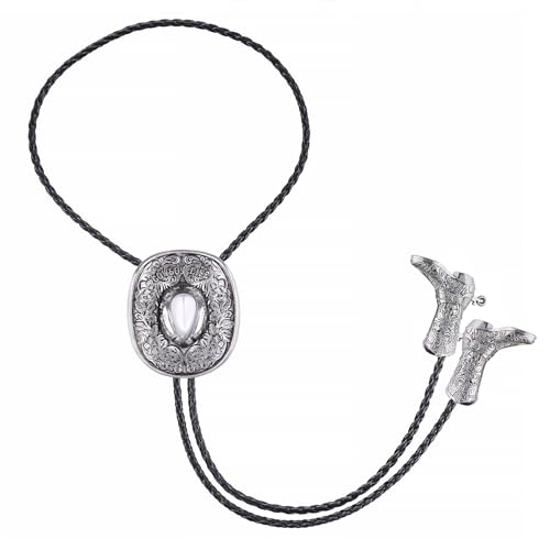 Image of GelConnie Bolo Ties for Men Women Western Cowboy Tie Mens Western Necklace Leather Necktie Gold Bolero Tie Cowboy Necklace