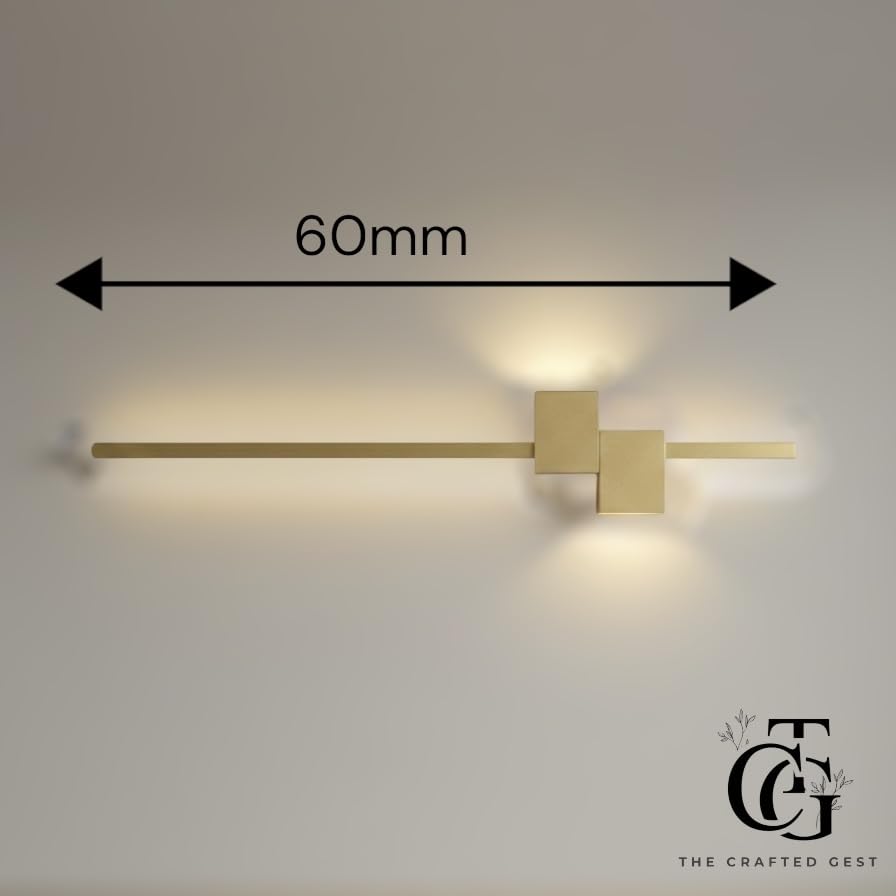 Image of Gold Linear LED Long Tube Wall Light Wall Lights for Bedroom Bedside Living Romm Hallway- 3-in-1 Colours (600mm)