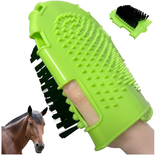 La La Pet Rubber Brush Scraper for Horse Care Double-Sided Animal Grooming Mitt Handheld Glove Brush Professional Horse Bathing Tools