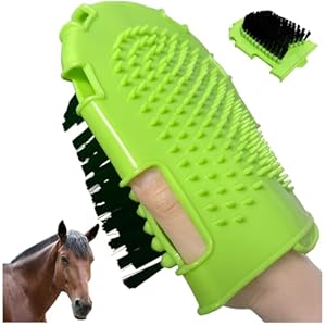 La La Pet Rubber Brush Scraper for Horse Care Double-Sided Animal Grooming Mitt Handheld Glove Brush Professional Horse Bathing Tools