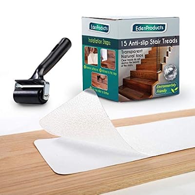 EdenProducts(15-Pack) Pre Cut Transparent 24" x 4" Non Slip Strips, Safety for Kids, Elders and Pets, Adhesive Stair/Floor Treads, Indoor, Outdoor, Prevents Slipping, PVC Free