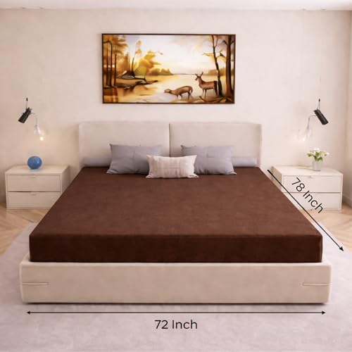 Image of Mattress Protector King Size, Lycra Waterproof Bed Protector King Size, 78x72x8 Inch, Breathable Noiseless Ultra Soft, Elastic Fitted Mattress Cover | Bed Cover (Coffee)