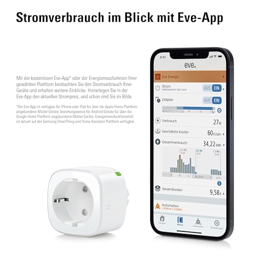 Eve Energy (Matter) – Smarte Steckdose, Matter & Thread, TÜV-zertifiziert, Stiftung Warentest: gut… – Ansicht 5