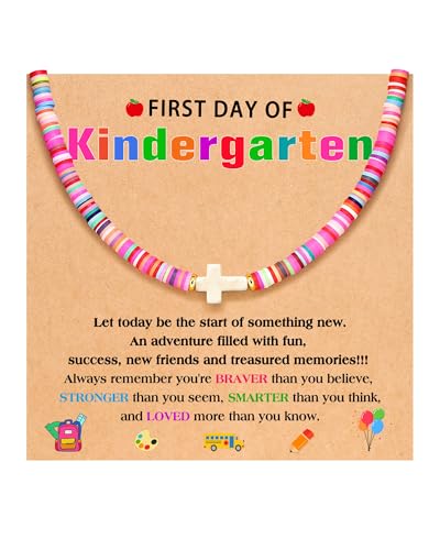 Colorful Cross Clay Necklace for Girls Kindergarten Back to School Gifts