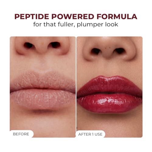 Image of Conscious Chemist Peptide Lip Balm SPF15 - Raspberry Gummy | 24 hr Hydration & Moisturizing Lip Balm for Dark & Pigmented Lips | Sun Protection | Soothes Dry Lips & Repair Moisture Barrier - 15g , Burgundy
