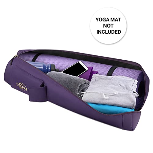 Gonex Yoga Mat Bag, Yoga Mat Carrier Full-Zip Exercise Yoga Mat Carry Bag For Women Men With 2 Multi-Functional Storage Cargo Pockets Extra Wide Adjustable Shoulder Strap, Paisley Purple #TOP5