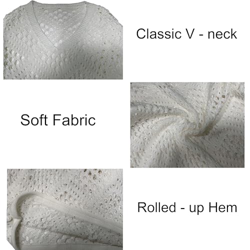 Image of NASKY Womens Crochet Top Summer Fashion 2026 - Sexy 3 /4 Batwing Sleeve Knit Sweater
