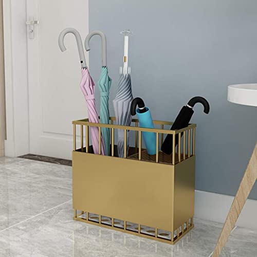 Porte-parapluie de grande capacité en métal doré pour entrée