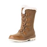 DREAM PAIRS Snow Winter Boots for Women Resistant Warm Mid-Calf Boots Faux Fur Lined Lace Up Anti-slip Outdoor Hiking Booties,Size 10,Tan,SDSB2415W