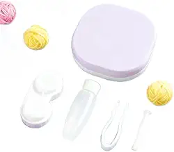 Estojo para lentes de contato com espelho, estojo de contato de viagem com kit de ferramentas de remoção e frasco de solução, mini caixa de armazenamento de lentes de contato para viagens, casa