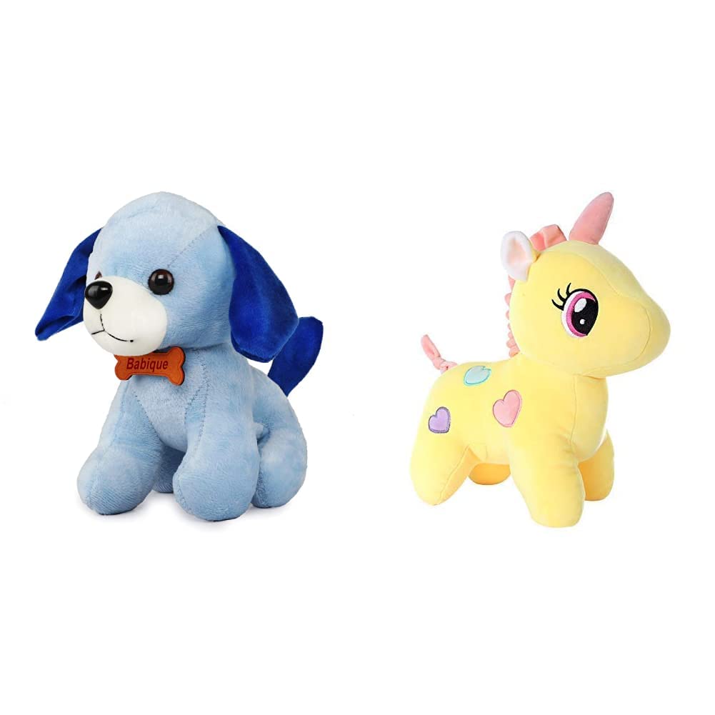 Babique Cute Doggy Animal Soft Push Toy+Unicorn Teddy Bear Plush Soft Toy, Yellow-(Set of 2Toys) (B0BHMN9PGP) Amazon Price History, Amazon Price Tracker
