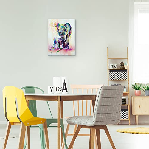 Tonzom Canvas Wall Art For Room Decor Frame Elephant, Baby Elephant Watercolor #TOP5
