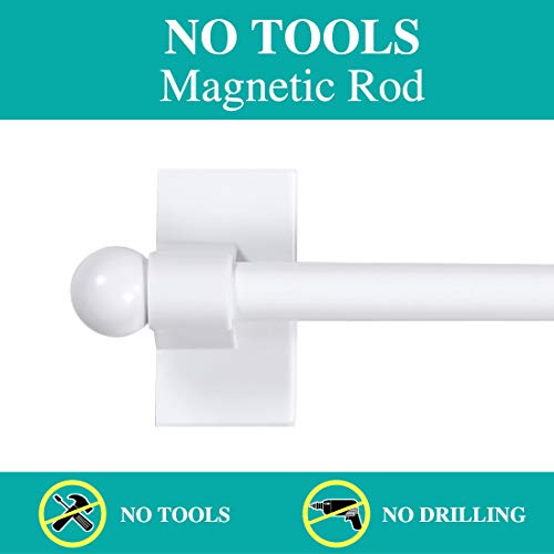 Turquoize 2 Pack Magnetic Curtain Rods For Metal Doors With Adjustable Length,Extends From 16 Inch To 28 Inch Magnetic Cafe Curtain Rod, Easy Installation For Any Steel Spaces, White, 2 Pack #TOP2