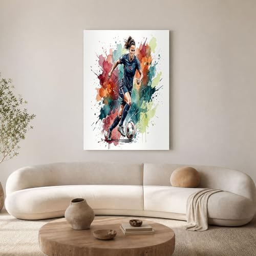 Tableau mural orange-bleu de football 70x100 cm décoration moderne salon