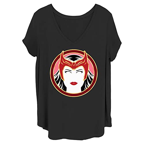 Marvel Shirt à Manches Courtes Wandavision T-shirt Femme Noir Grande Taille 2X