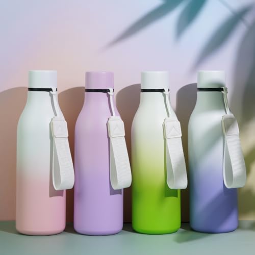 Image of BJPKPK Insulated Water Bottles, 25 oz Stainless Steel Metal Water Bottle with Strap, BPA Free Leak Proof Jugs, Mugs, Flasks, Reusable Thermal Flasks for Sports & Travel, Graceful Pink