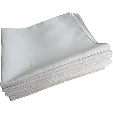 10 Pack Mens White Polyester Cotton Handkerchiefs Cover