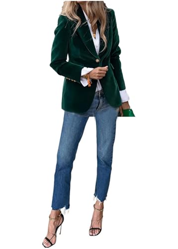 Manteau de costume de bureau Ulnomio en velours blazer chic à boutonnage simple femme