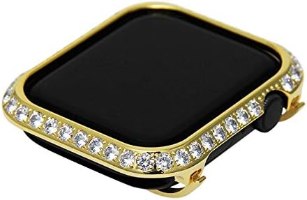 3.0MM Big Size Bling Rhinestone Diamond Case Crystal Bezel Compatible with Apple Watch Series 3 Series 2 Series 1 38MM 42MM Series 4 40MM 44MM-Gold (40MM)