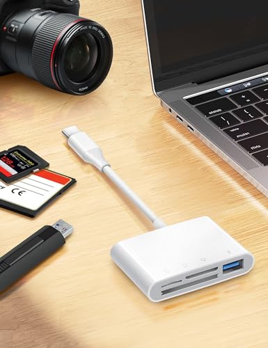 Image of USB C SD Card Reader, ChiaoPio 4 in 1 USB-C to SD Memory Card Adapter with CompactFlash /CF /SD /MicroSD & USB 4 Port Compatible with iPhone 15 iPad Mac MacBook Pro /Air /Mini Laptop